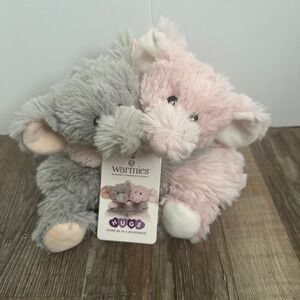 Warmies Hugs Elephant Microwaveable Lavender Scented Plush Pink Grey Pair NWT